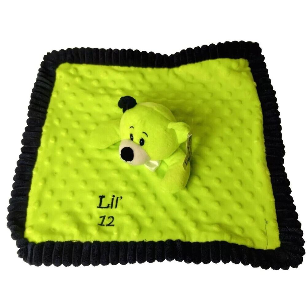 The Petting Zoo Security Blanket Lovey - Teddy Bear Plush - Neon Green - New